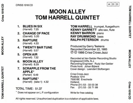 Tom Harrell Quintet – Moon Alley (1985) Lossless