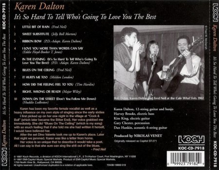 Karen Dalton - It's So Hard To Tell Who's Going To Love You The Best (1969) (1997) Lossless