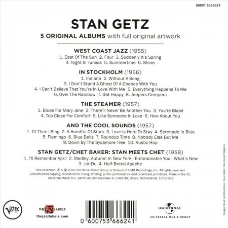 Stan Getz - 5 Original Albums (2016) 5CD lossless