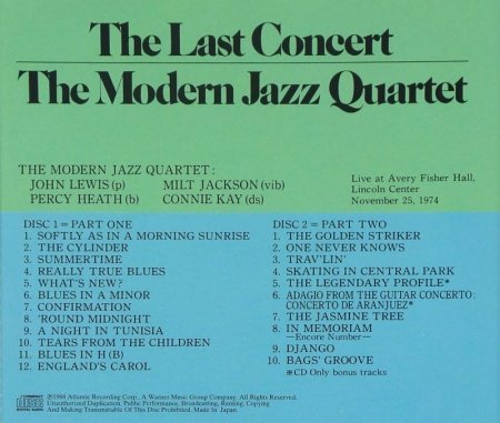 The Modern Jazz Quartet - The Last Concert (1974)(Japan, 2008) 2CD