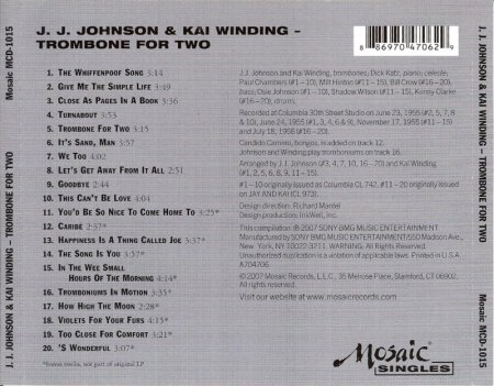 JJ Johnson & Kai Winding - Trombone for Two 1956 [Remastered, 2007]