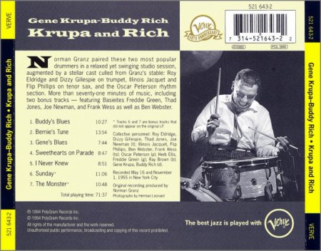 Gene Krupa, Buddy Rich - Krupa And Rich (1955) (Remastered, 1994) Lossless