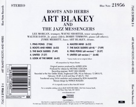 Art Blakey & The Jazz Messengers - Roots & Herbs (1961) (Remastered, 1999) Lossless