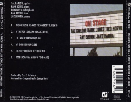 Tal Farlow, Hank Jones, Red Norvo, Ray Brown, Jake Hanna - On Stage (1976) (1999) lossless