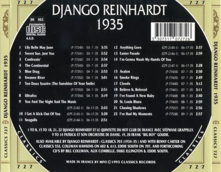 Django Reinhardt - The Chronological Django Reinhardt (1935) (1993)