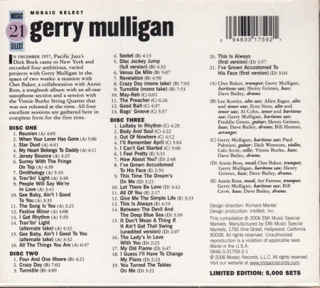 Gerry Mulligan - Mosaic Select 21 (1957-58)(2006) [Box Set, 3CD] lossless