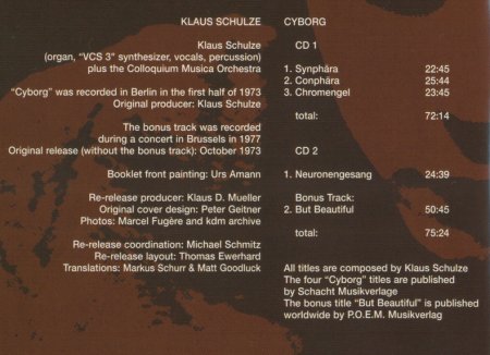 Klaus Schulze - Cyborg (1973)(2006) 2CD