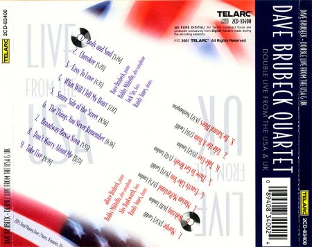 Dave Brubeck Quartet - Double Live From The U.S.A. & U.K (2001) [2CD]