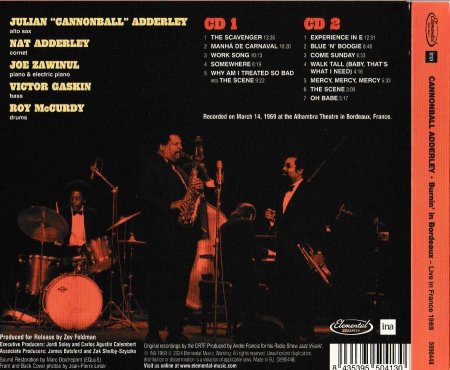 Cannonball Adderley – Burnin' In Bordeaux: Live in France 1969 (2024) 2CD