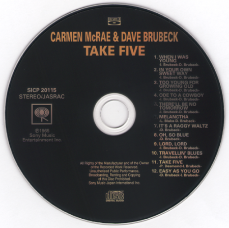 Carmen McRae & Dave Brubeck – Take Five (1961)(Japan, 2009)